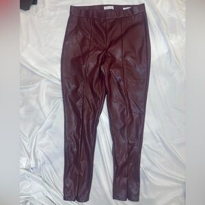 Sofia by Sofia Vergara Maroon Rosa leggings faux leather size 10